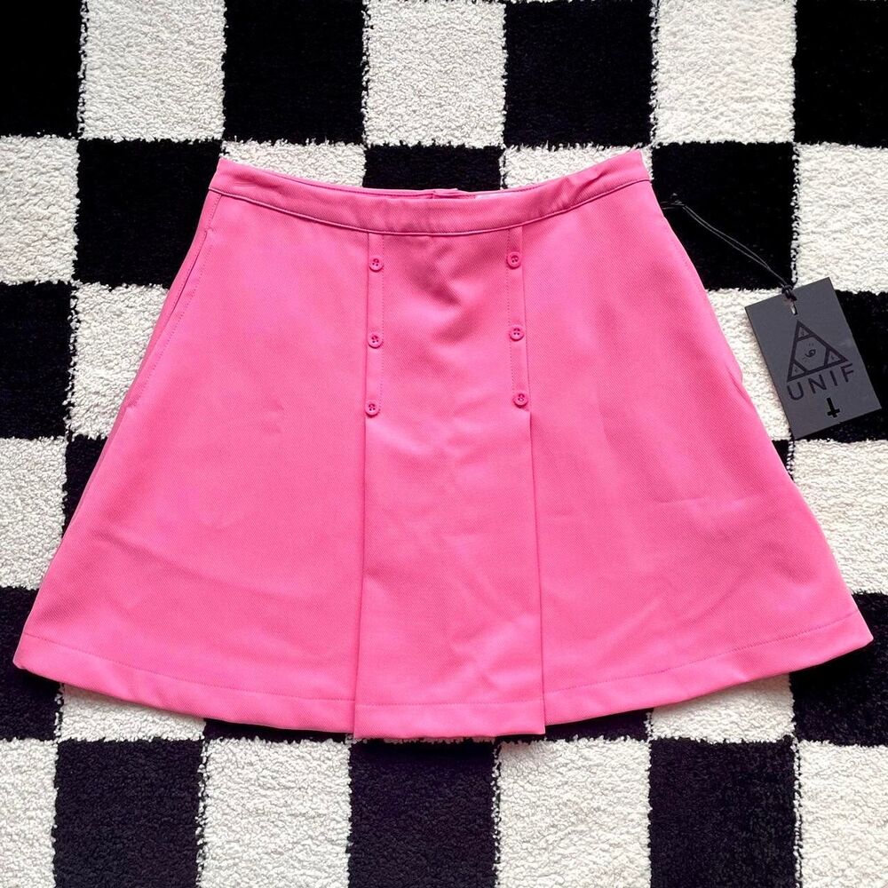 UNIF Pink Button Front Mini Skirt S